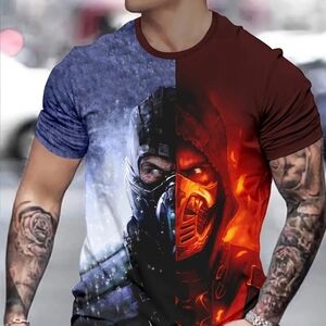 Mortal Kombat Graphic Tee - Blue and Red